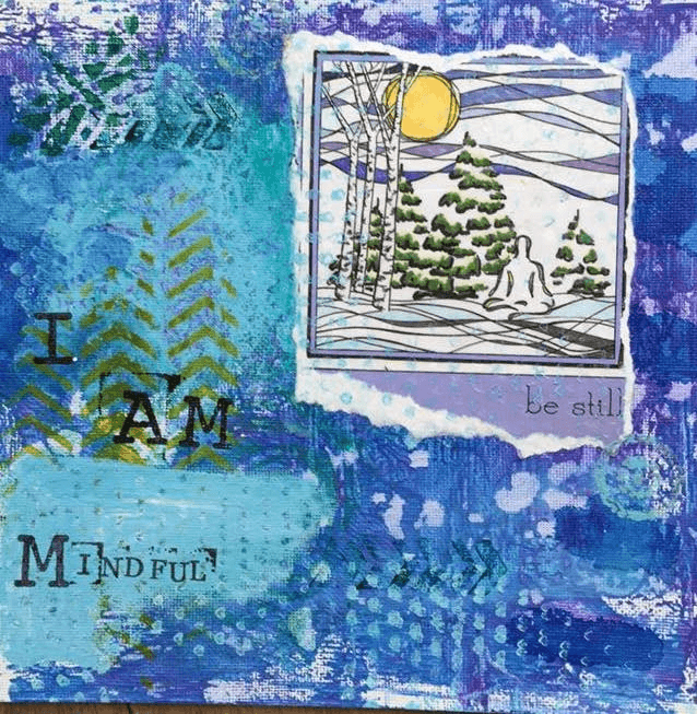 Original collage art from the I Am Mindful 5MM card